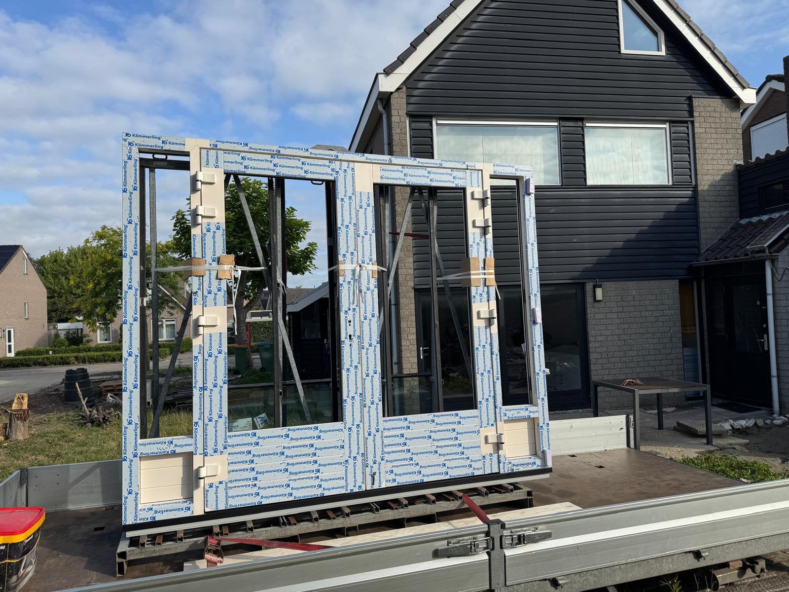 Kunststof kozijn deuren Nieuw. Houtnerf, trippel glas, Kunststof, Deurkozijn, Nieuw, Ophalen