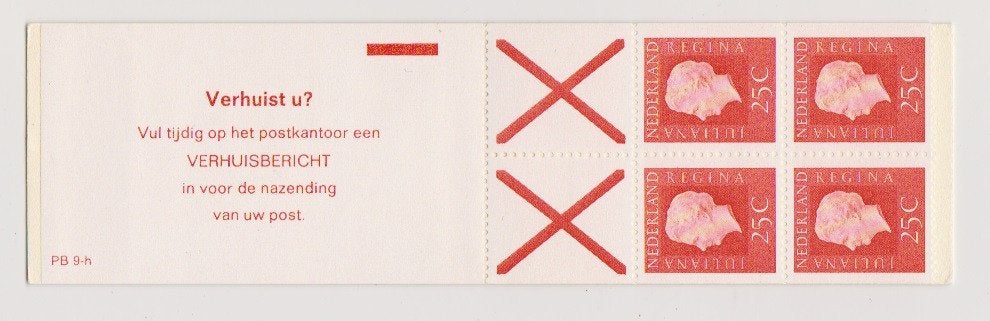 Nederland postzegelboekje PB 9 H Postfris ; PB voor 10% CW, Ophalen of Verzenden, Na 1940, Postfris
