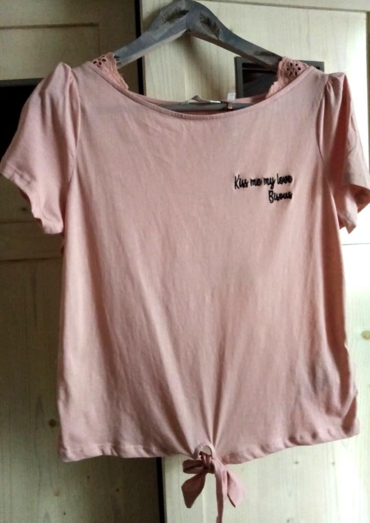 Nieuw Nafnaf roze knoop shirt tekst medium 38, Kleding | Dames, Naf naf, Nieuw, Korte mouw, Roze