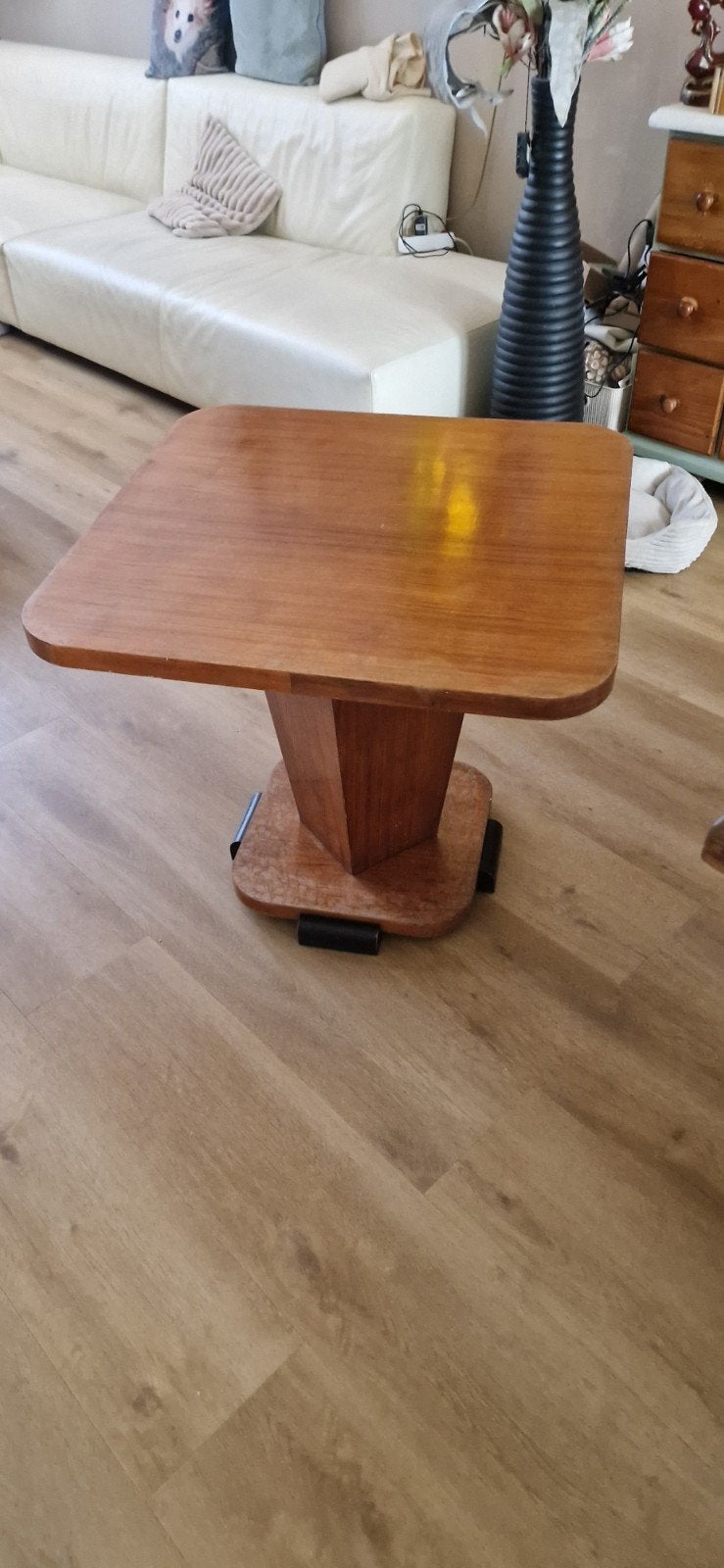 Vintage houten art deco bijzettafel - Gebruikt, Huis en Inrichting, Tafels | Salontafels, Ophalen, 50 – 75, Gebruikt, 50 tot 100 cm