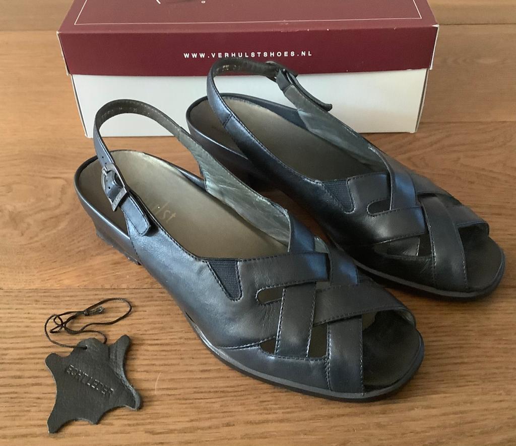 Verhulst leren schoenen - Maat 38,5, Schoenen met lage hakken, Zwart, Ophalen of Verzenden, Zo goed als nieuw