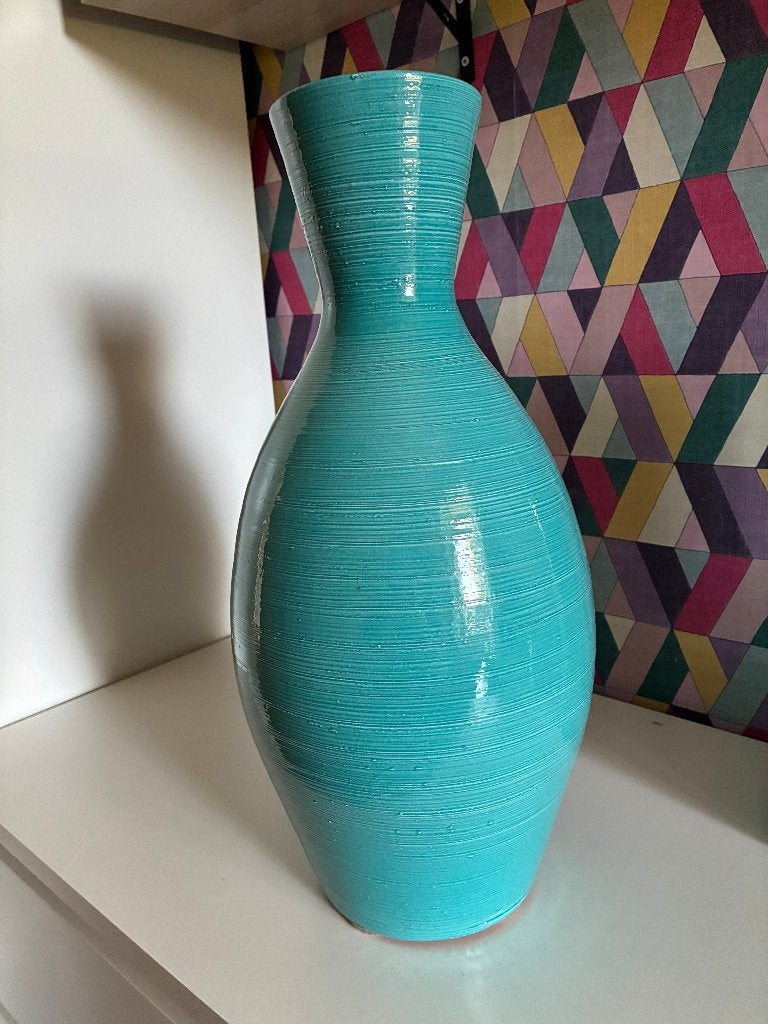 Grote Turquoise Vaas, Ophalen of Verzenden, Zo goed als nieuw, Steen/keramiek, 45 cm