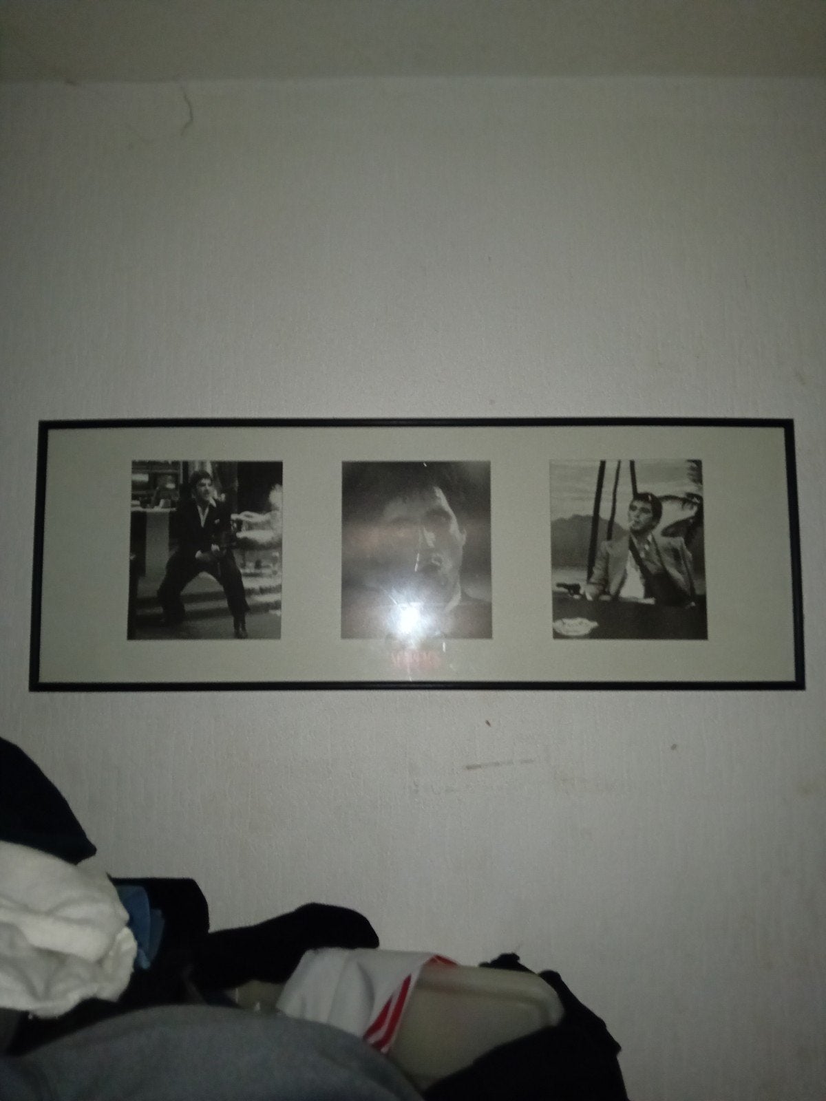 Scarface drieluik poster in lijst, Gebruikt, Ophalen of Verzenden, 75 tot 100 cm, Foto of Poster