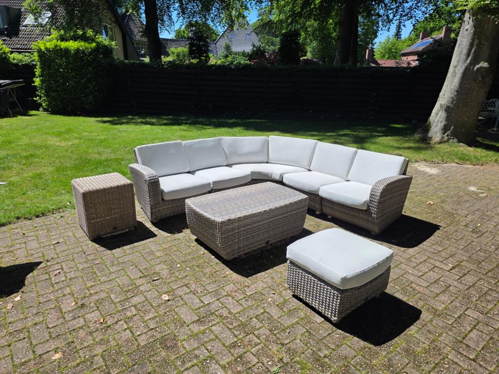 Luxe 4 Seasons Outdoor Loungeset met Hocker en Bijzettafel, Ophalen of Verzenden