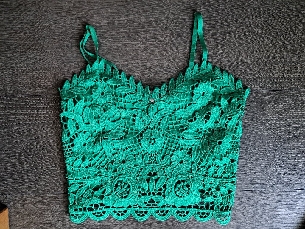 Groene gehaakte crop Top  -  158/164    jusa17, Kinderen en Baby's, Kinderkleding | Maat 158, Meisje, Only, Ophalen of Verzenden