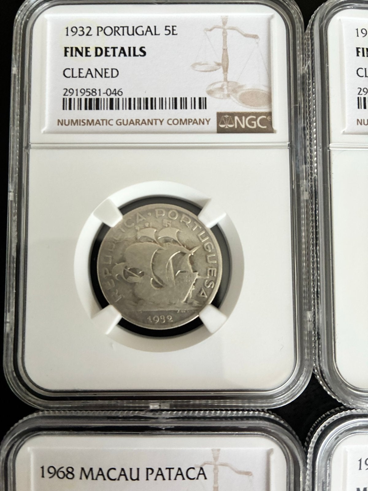 1932 Portugal 5E Munt - NGC Gecertificeerd, Ophalen of Verzenden, Zilver