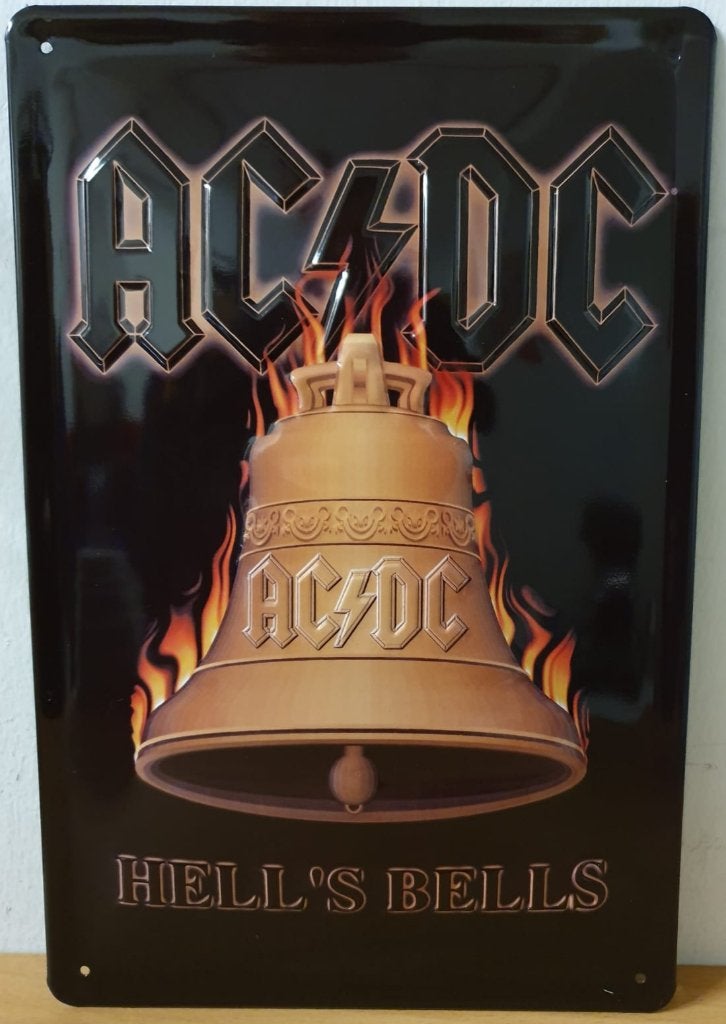 ACDC Hell's Bell's relief reclamebord van metaal wandbord, Info@deconoord.nl, Deco Noord, Nieuw, Ophalen of Verzenden