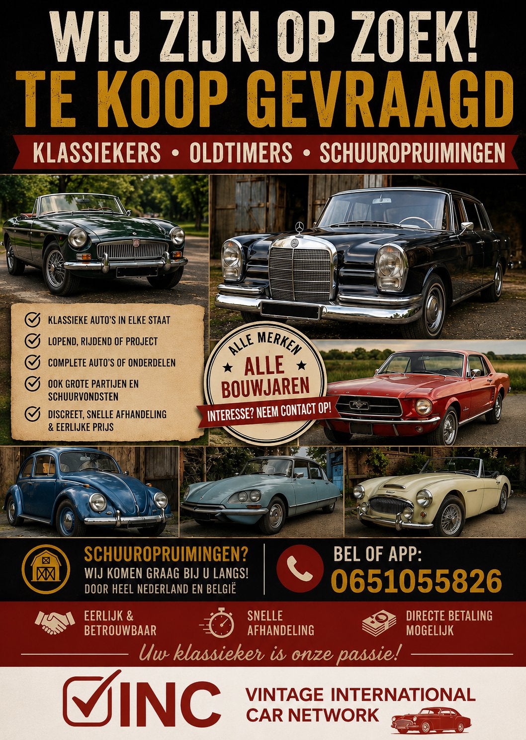 Oldtimers Gezocht – Verzamelingen, Schuuropruimingen,, Bedrijf, Te koop