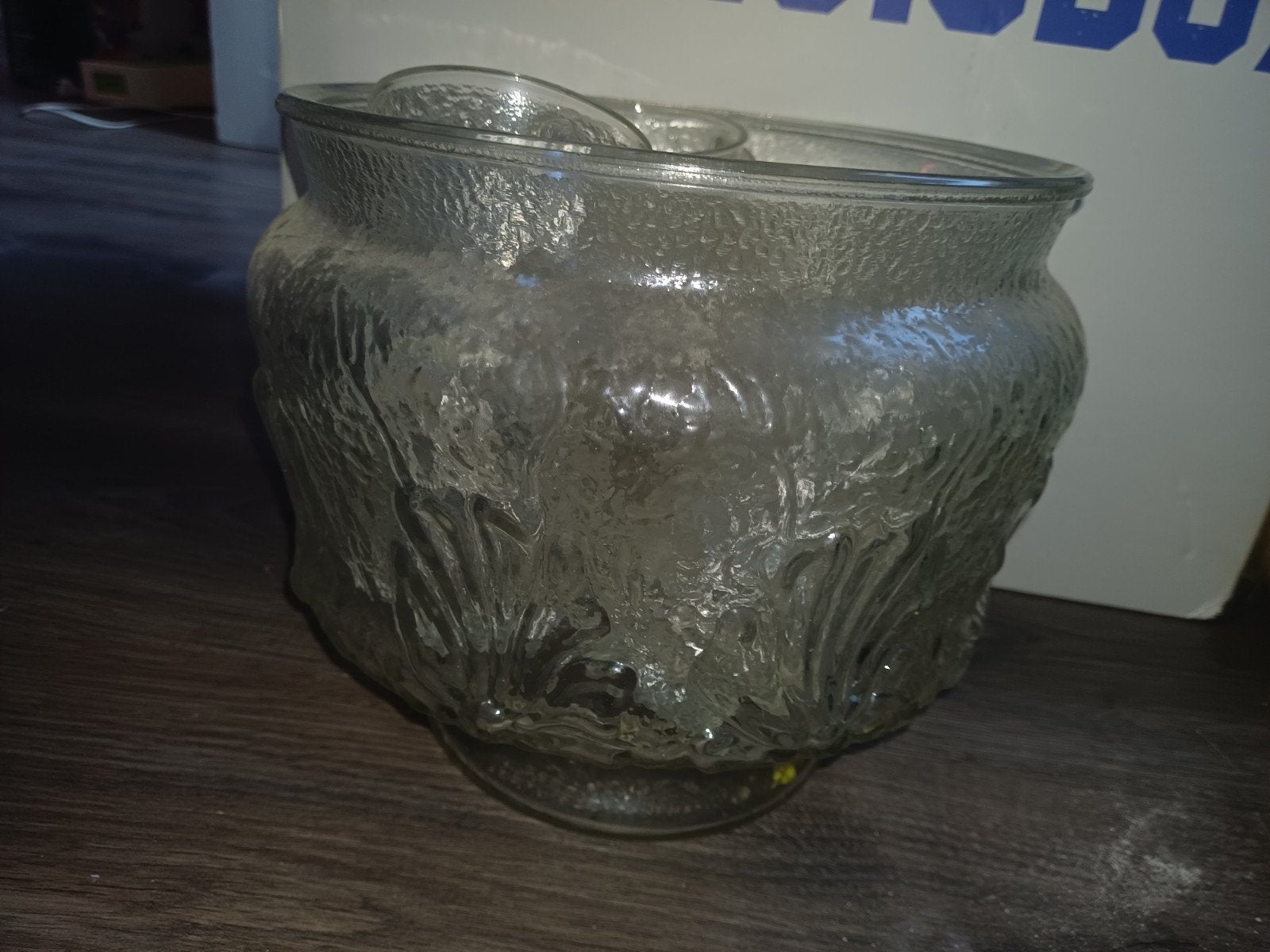 Vintage Glazen Punch Bowl Set met 11 Kopjes, Ophalen