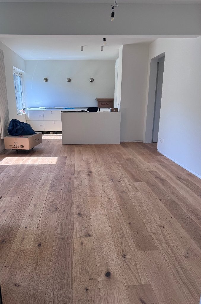 Houten vloer eiken toplaag licht geborsteld, naturel geolied, Ophalen, Nieuw, Vloerdelen of -planken, 10 m² of meer