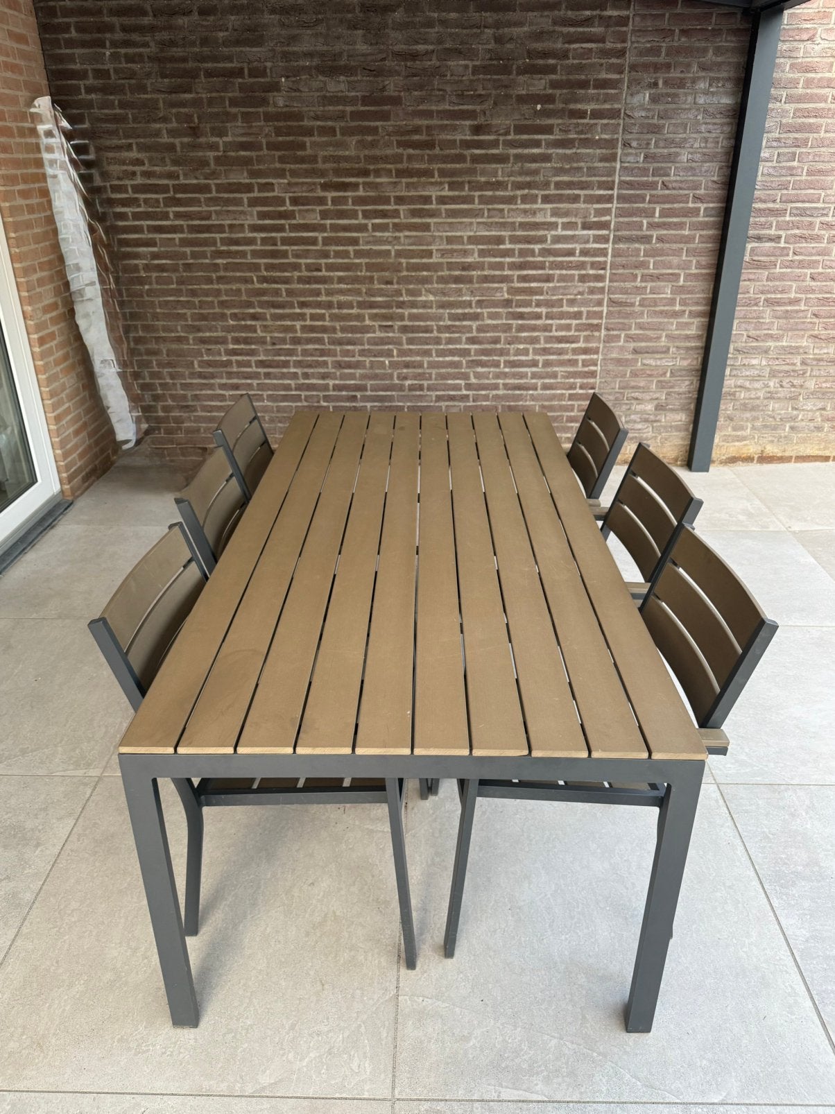 Tuinset tafel + 8 stoelen, Ophalen, Gebruikt, Aluminium, 8 zitplaatsen