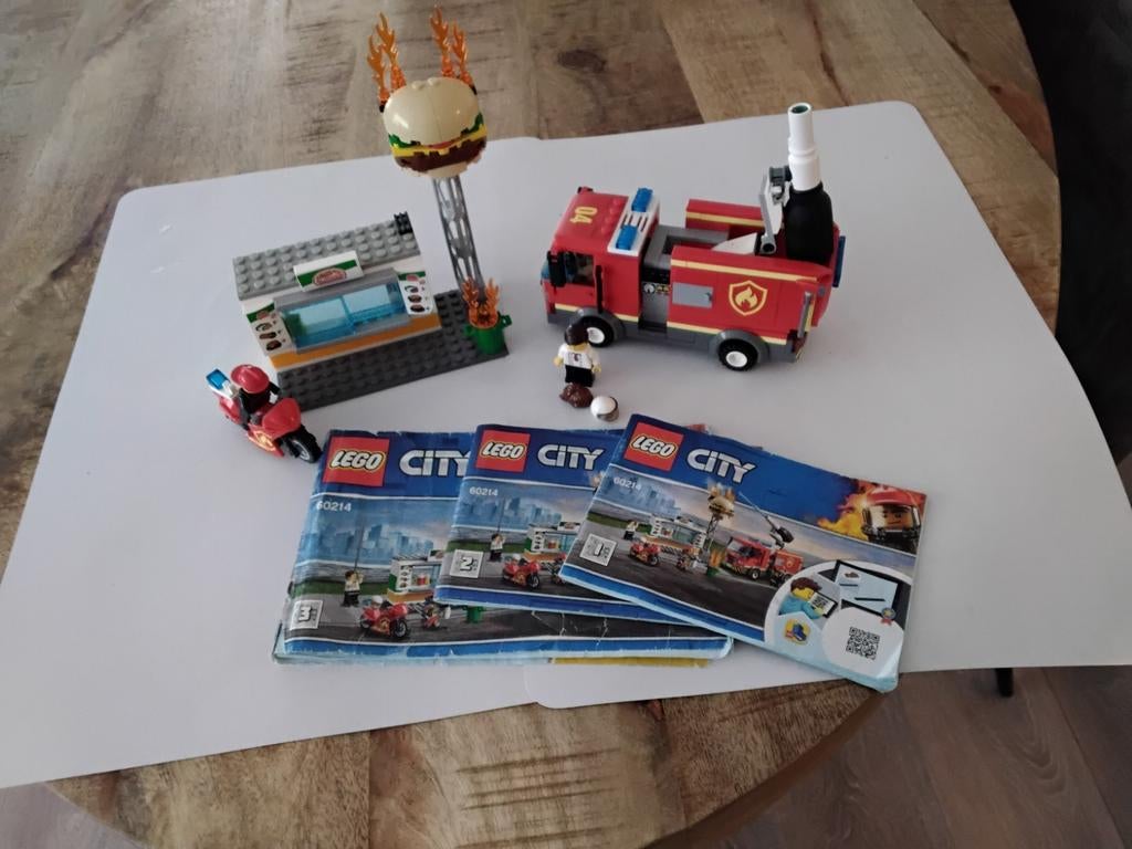 Lego City- Brand bij het hamburgerrestaurant (Lego nr 60214, City, Lego, Ophalen of Verzenden, Zo goed als nieuw