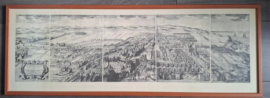Oude prent Den Haag, ingelijst, 81,5x29,5 cm, Antiek en Kunst, Ophalen of Verzenden