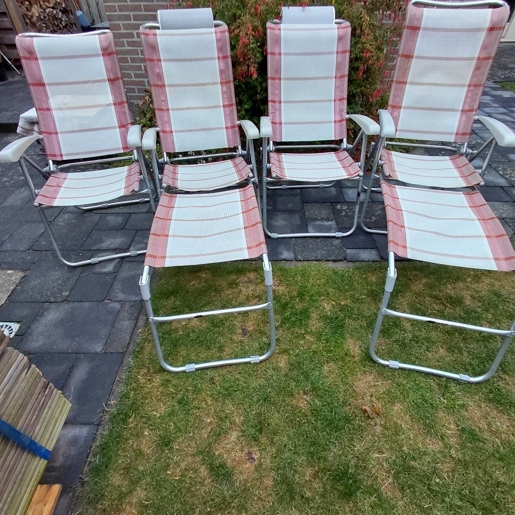 Camping stoelen 4 x plus 2 voetensteunen, Ophalen, Gebruikt, Campingstoel