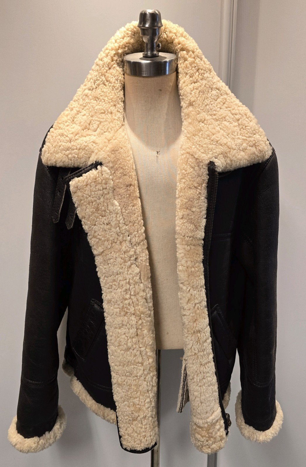 Heren lammy coat pilotenjas - maat 56 / XL - lamsleer, Ophalen of Verzenden, Zo goed als nieuw, Maat 56/58 (XL), Bruin