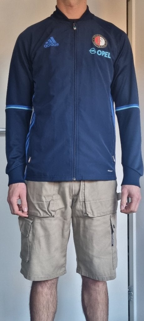Trainingsjack Feyenoord Maat M | Adidas | Blauw, Ophalen of Verzenden, Zo goed als nieuw, Adidas, Voetbal
