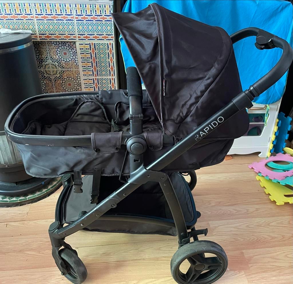 3 in 1 zwarte kinderwagen, buggy en autostoeltje, Kinderen en Baby's, Buggy's, Ophalen of Verzenden, Zo goed als nieuw, Overige merken