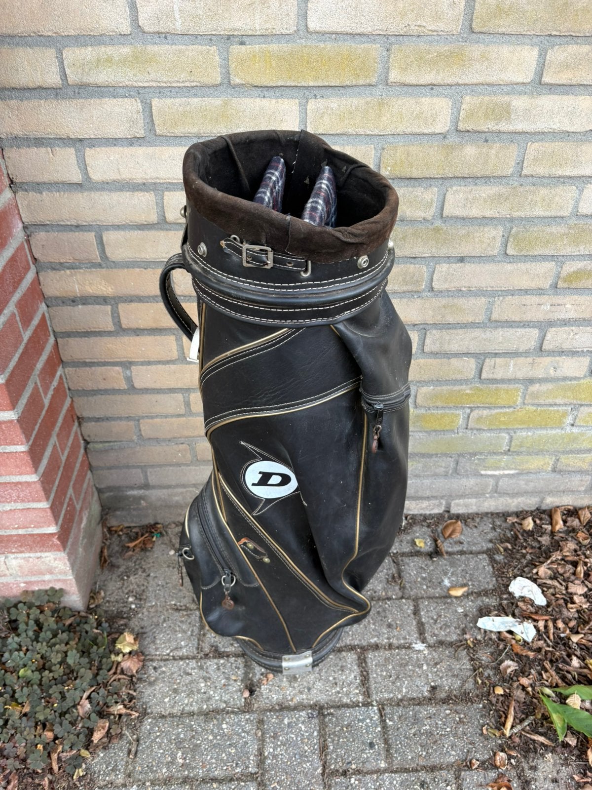 Vintage Dunlop lederen golftas, Sport en Fitness, Ophalen, Gebruikt, Tas, Overige merken