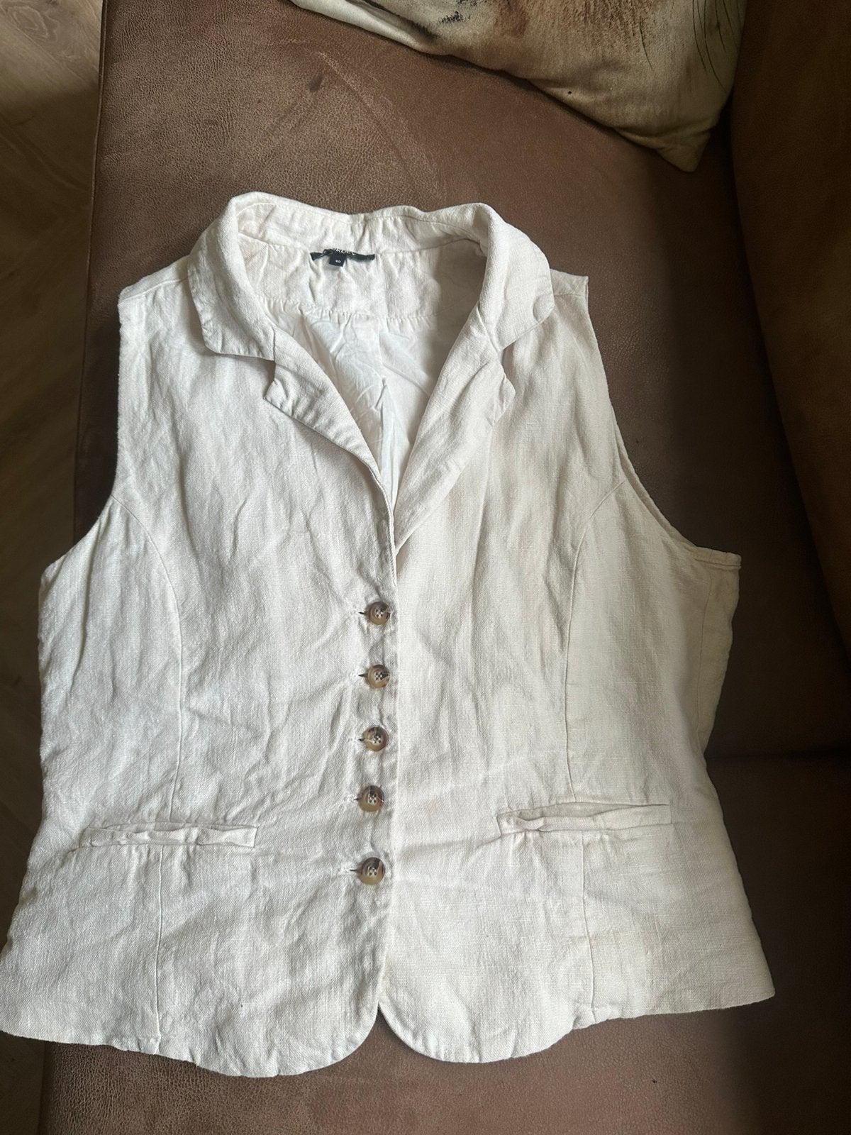 Gilet, maat 40, linnen, creme, beige, Purdy, Ophalen of Verzenden, Zo goed als nieuw, Maat 38/40 (M), Beige