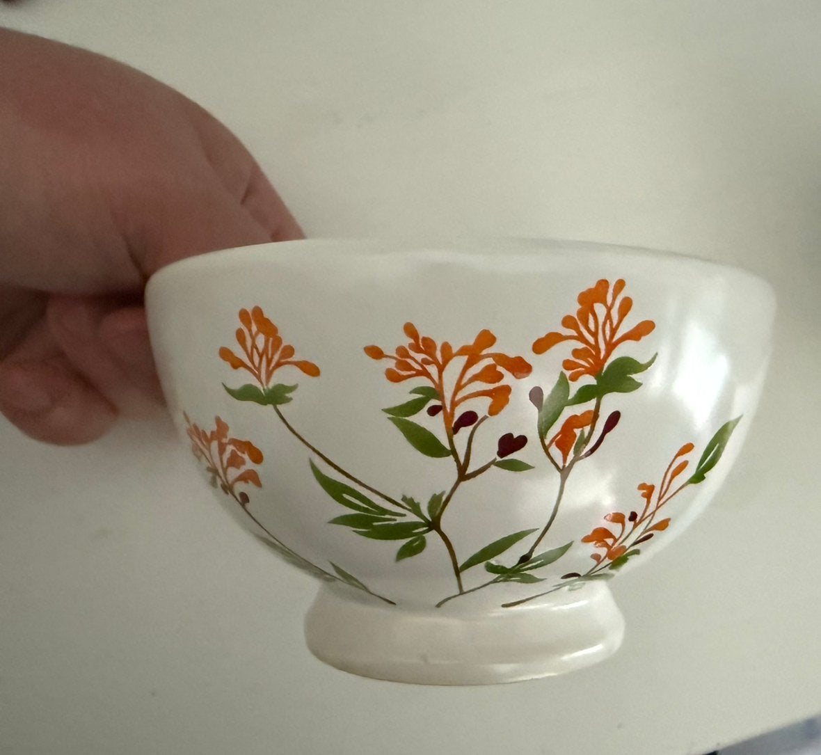 4 witte schaaltjes met bloemen, Ophalen, Overige stijlen, Porselein, Schaal of Schalen