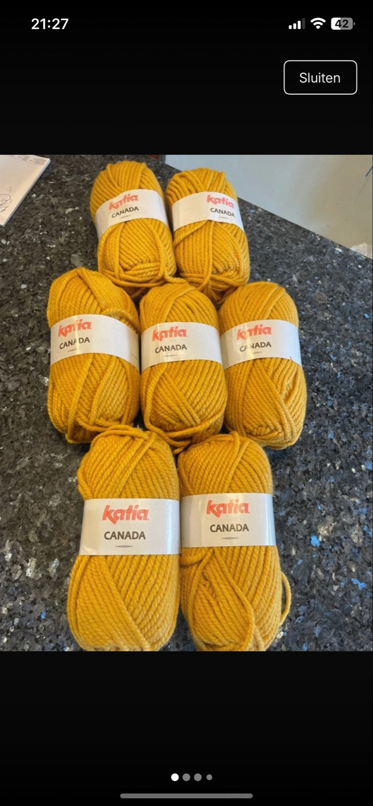 7 bollen Katia Canada wol - Oranje (kleur 31), Ophalen of Verzenden, Nieuw, Breien of Haken, Wol of Garen