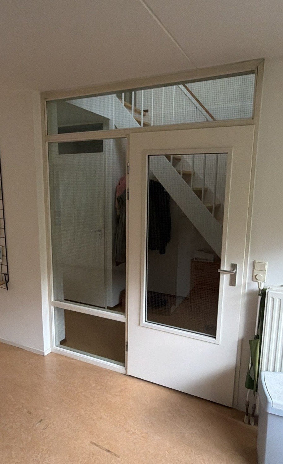 Binnendeur met glas en zijpaneel, wit, Doe-het-zelf en Verbouw, Ophalen, Gebruikt, 80 tot 100 cm, Binnendeur