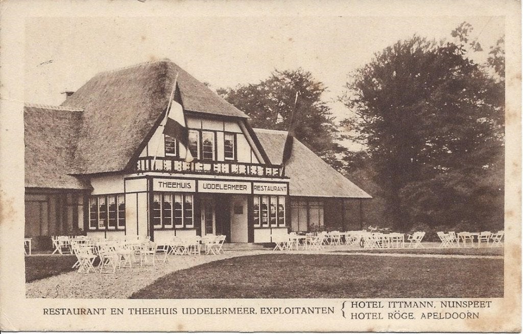 Uddel (Gld) Restaurant en Theehuis Uddelermeer, gelopen 1923, Ophalen of Verzenden, 1920 tot 1940, Gelopen, Gelderland