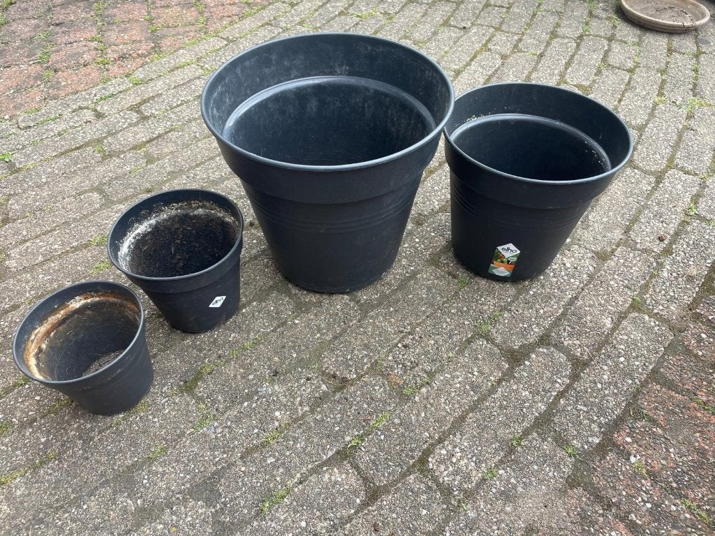 Elho Bloempot set van 4, zwart, verschillende maten, Tuin en Terras, Ophalen, Rond, Aardewerk, Minder dan 40 cm