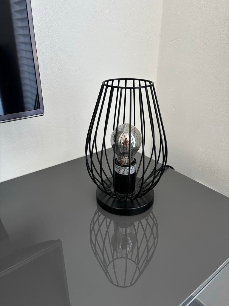 Zwarte staande lamp en tafellamp set, Huis en Inrichting, Lampen | Vloerlampen, Ophalen of Verzenden, Zo goed als nieuw, Metaal