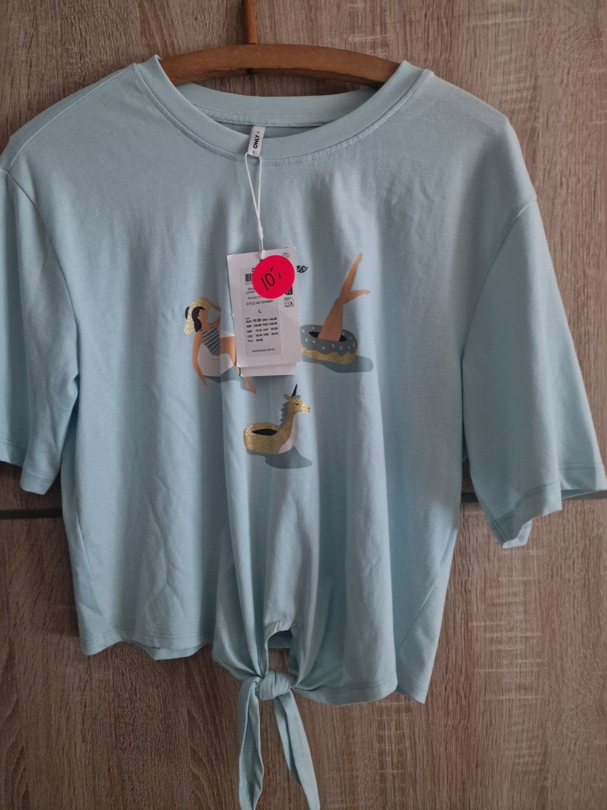 onley kort topje nooit gedragen, Maat 38/40 (M), Only, Blauw, Nieuw