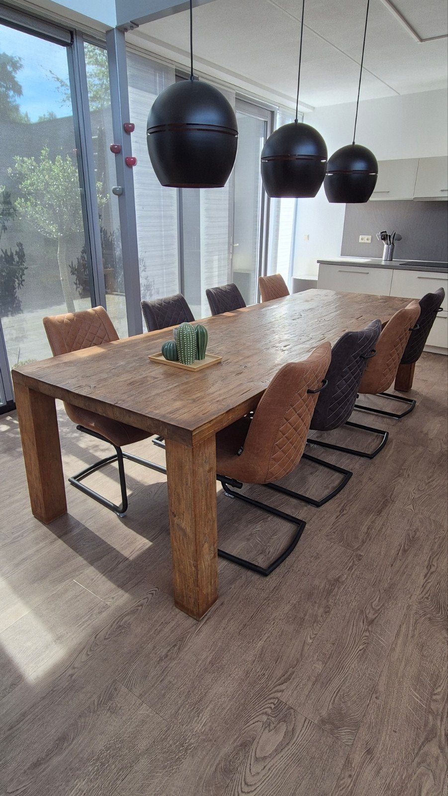 Robuuste houten tafel, Huis en Inrichting, Tafels | Eettafels, Ophalen, Rechthoekig, 200 cm of meer, 50 tot 100 cm