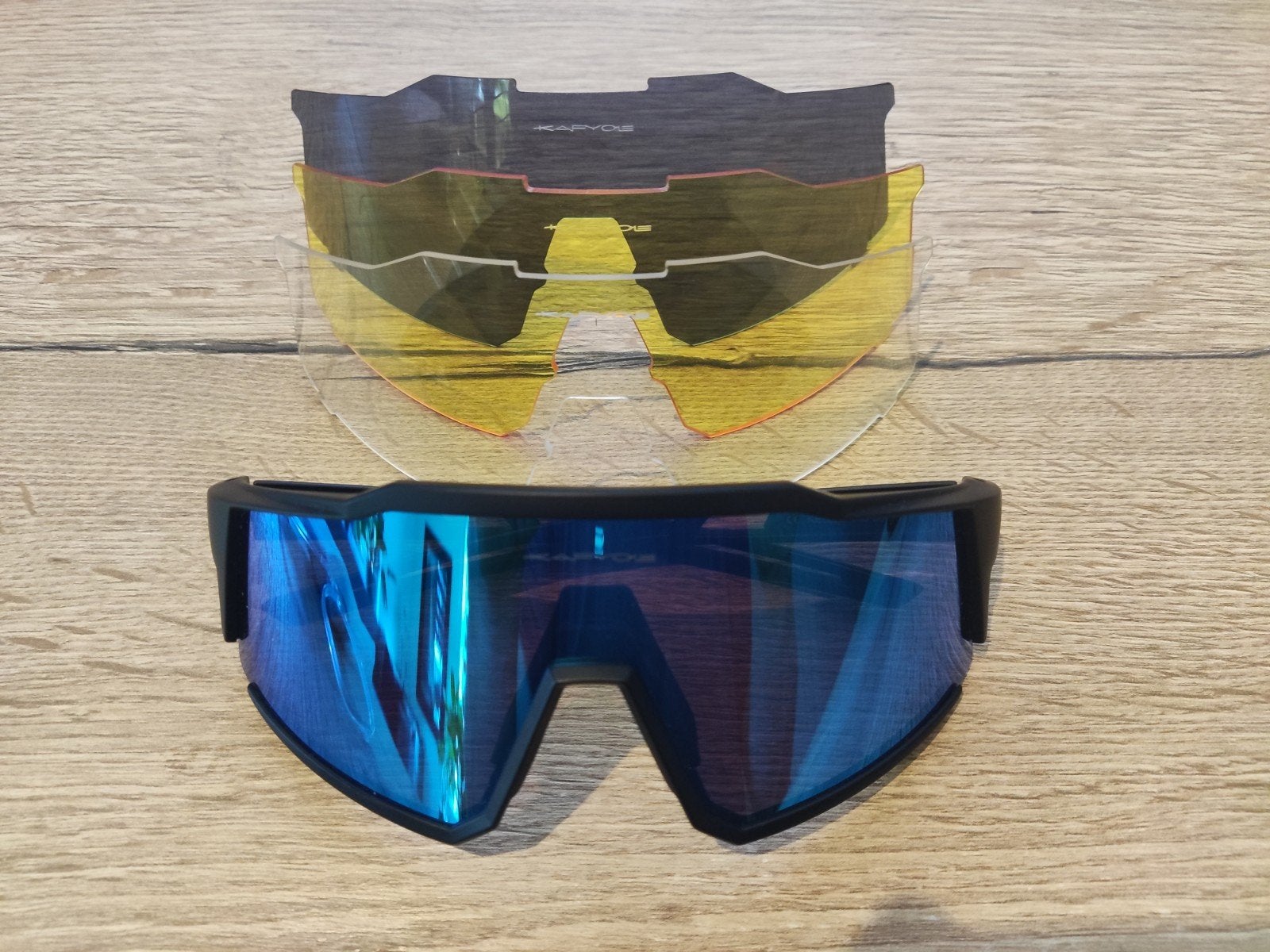 Kapvoe K9022 sportbril met 4 lenzen – fietsbril - sportbril, Ophalen of Verzenden, Zo goed als nieuw, Overige typen