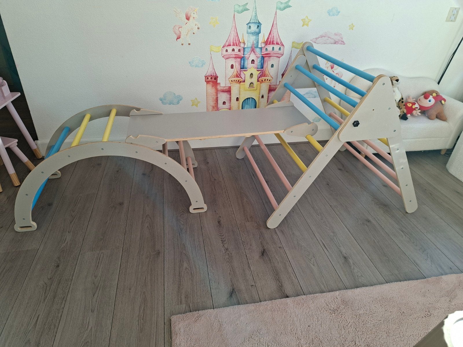 Klimrek met glijbaan en klimboog/ schommel - montessori, Ophalen, Gebruikt, Glijbaan, Aanbouwonderdeel