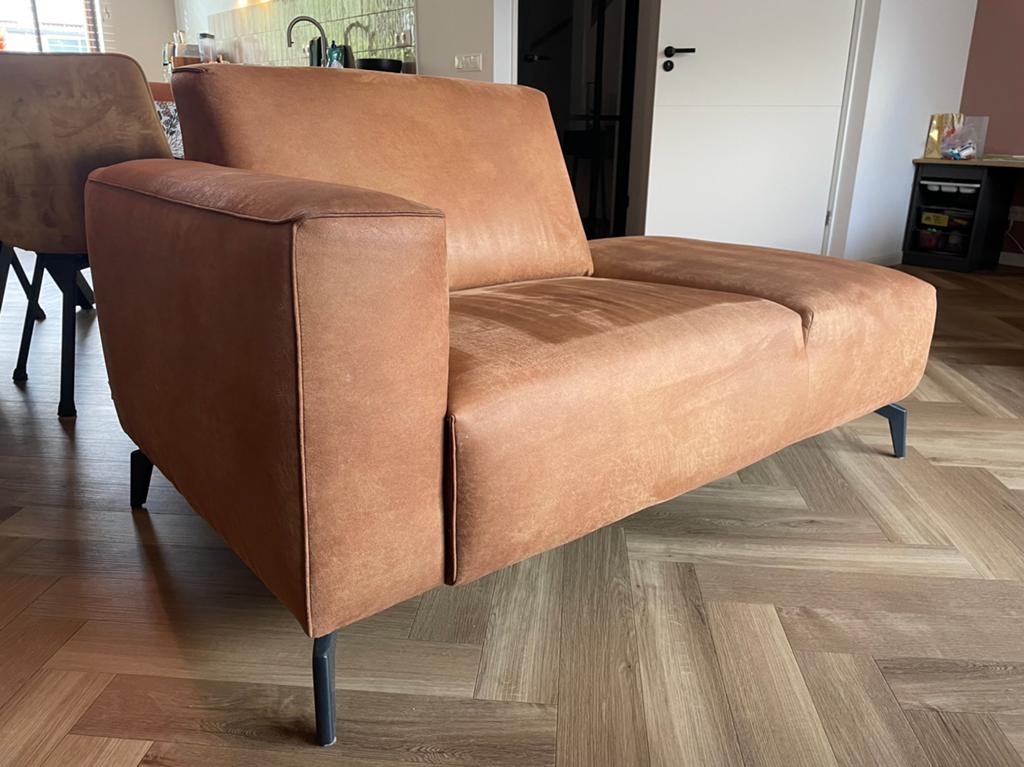 Xooon Prizzi divan cognac leer - luxe loungebank in topstaat, Ophalen, Modern, industrieel, luxe, strak, Zo goed als nieuw, Leer