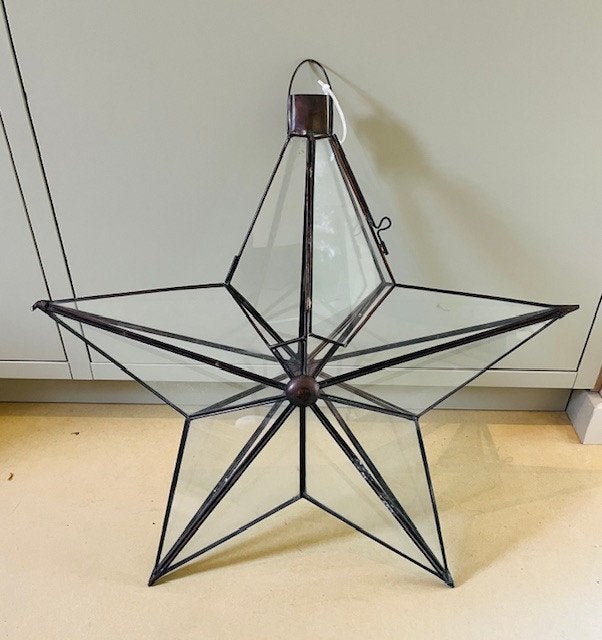 Mooie XL glazen 3D sterlantaarn / hanglamp – 50 cm groot!, Verzenden, Zo goed als nieuw, Glas, Bohemian Oosters Ibiza Landelijk IndustrieelKlassiek KerstWinter