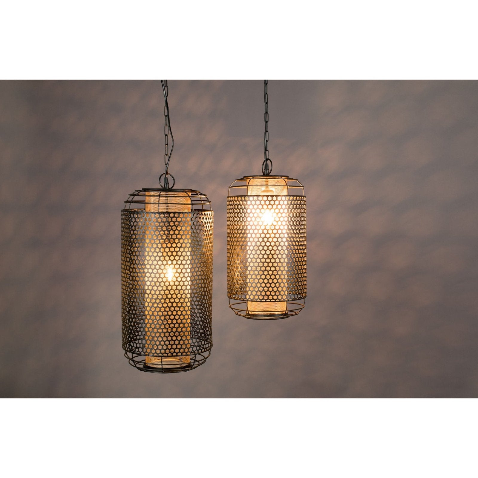 Set van 2 Dutchbone Archer hanglampen (M & L), Huis en Inrichting, Warm industrieel, Nieuw, Metaal, E27 (groot)