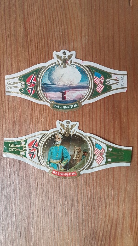 Washington Sigarenbandjes met Amerikaanse Burgeroorlog, Verzamelen, Ophalen of Verzenden, Gebruikt, Sigarenbandjes