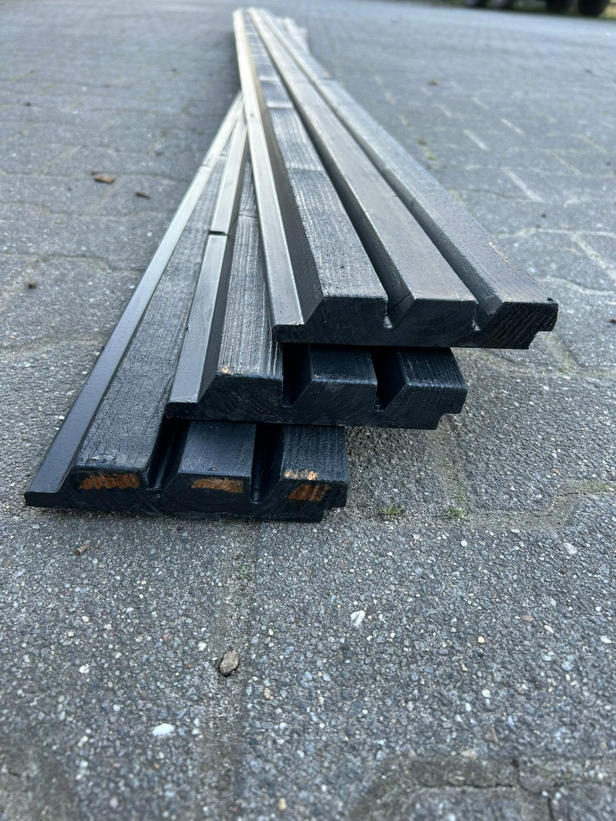 Zwarte houten planken - gevelbekleding - lambrisering, Ophalen of Verzenden, Nieuw, 250 cm of meer, Planken