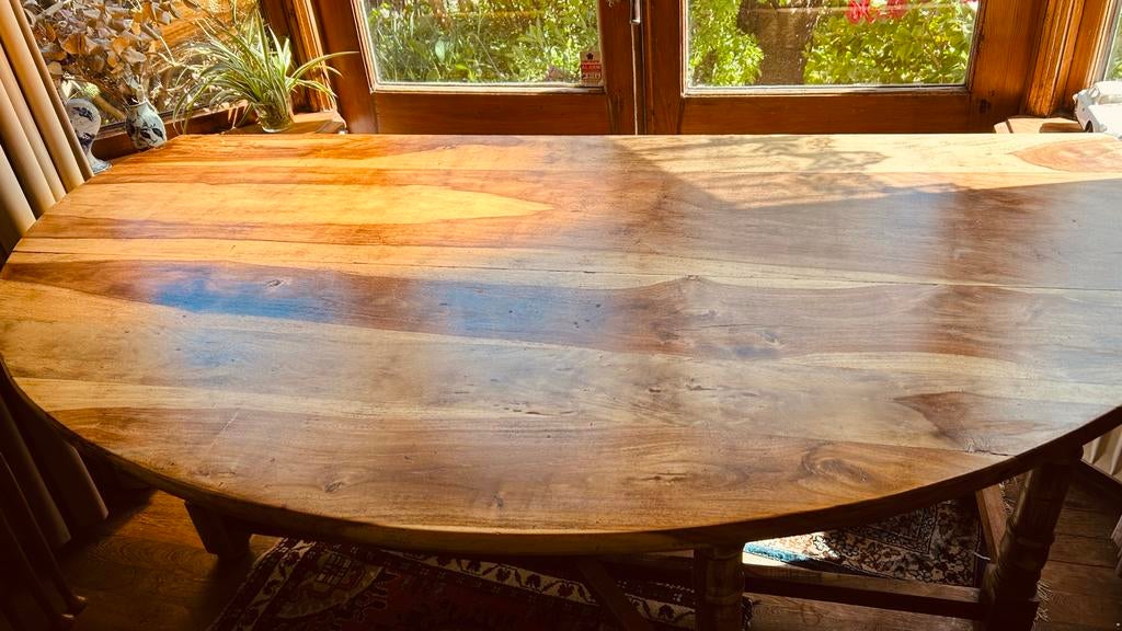 Zware Hangoortafel van Robuust Hout - Multifunctioneel, Huis en Inrichting, Tafels | Eettafels, Gebruikt, 100 tot 150 cm, Ophalen of Verzenden