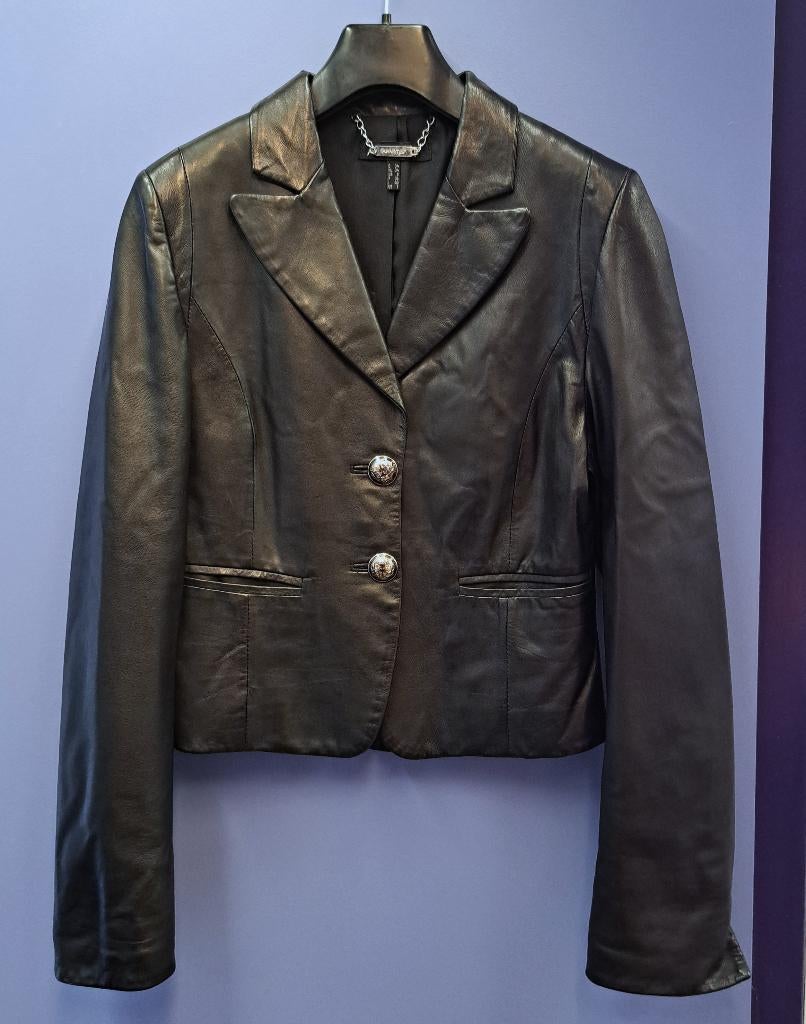 APART zwart echt leren jasje / blazer maat XS/34 nr 48470, Kleding | Dames, ., Zwart, Ophalen of Verzenden, Jasje