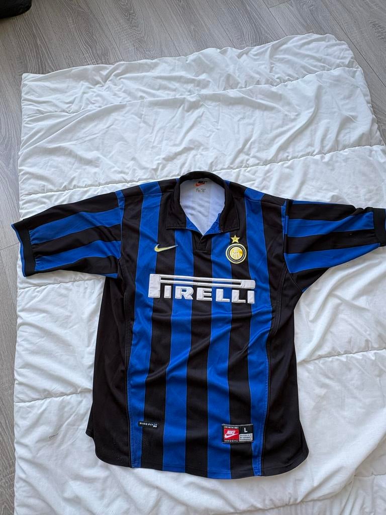 Vintage retro Roberto Baggio inter milan large nike pirelli, Maat 52/54 (L), Blauw, Ophalen of Verzenden, Voetbal