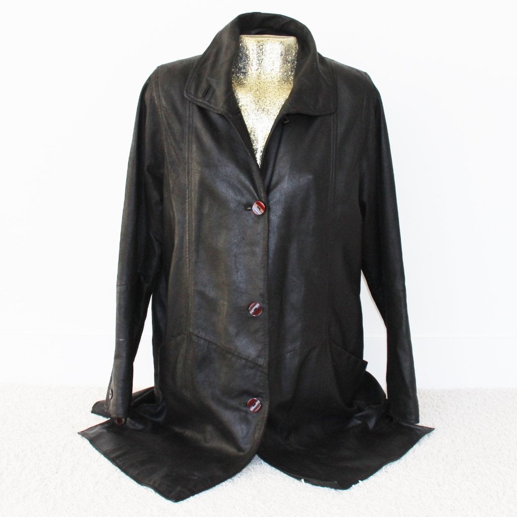 Zeer Mooie Zacht Leren Dibari Jas (Maat 38) € 120,-, Kleding | Dames, Jassen | Winter, Maat 38/40 (M), Dibari, Zwart, Ophalen of Verzenden