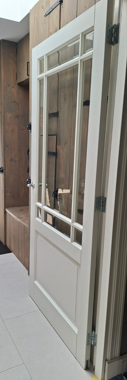 Linksdraaiende binnendeur met facetglas 211,5 x 930, Doe-het-zelf en Verbouw, Deuren en Horren, Ophalen, Gebruikt, 80 tot 100 cm