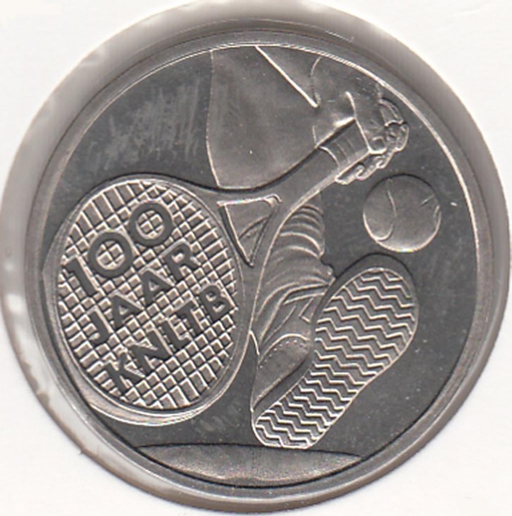 Nederland penning 100 Jaar KNLTB (Tennis) 1 ECU 1999 UNC, Postzegels en Munten, Ophalen of Verzenden, Overige materialen, Nederland