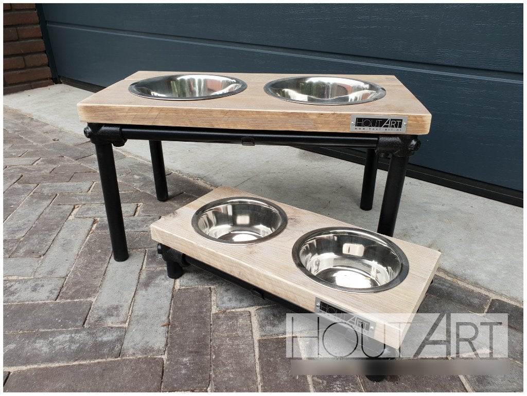 Eet & Drinkset zwarte steigerbuis met steigerhout