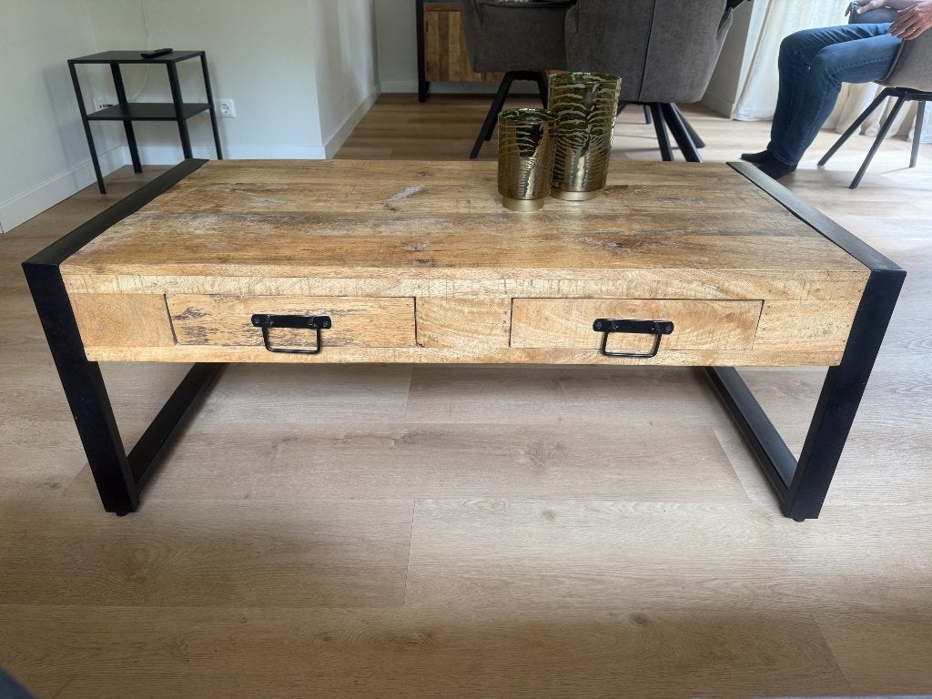Mangohouten salontafel, Huis en Inrichting, Tafels | Salontafels, Ophalen, 100 tot 150 cm, 50 tot 100 cm, Zo goed als nieuw