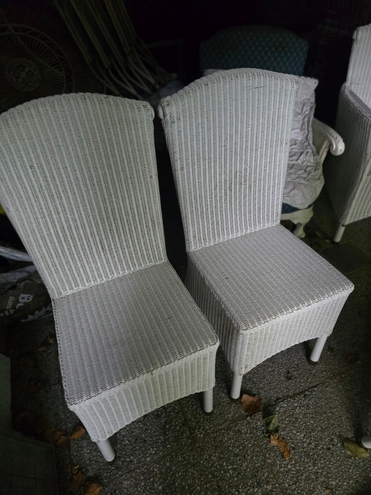Lloyd Loom stoelen - set van 4, Ophalen, Gebruikt, Wit, Riet of Rotan
