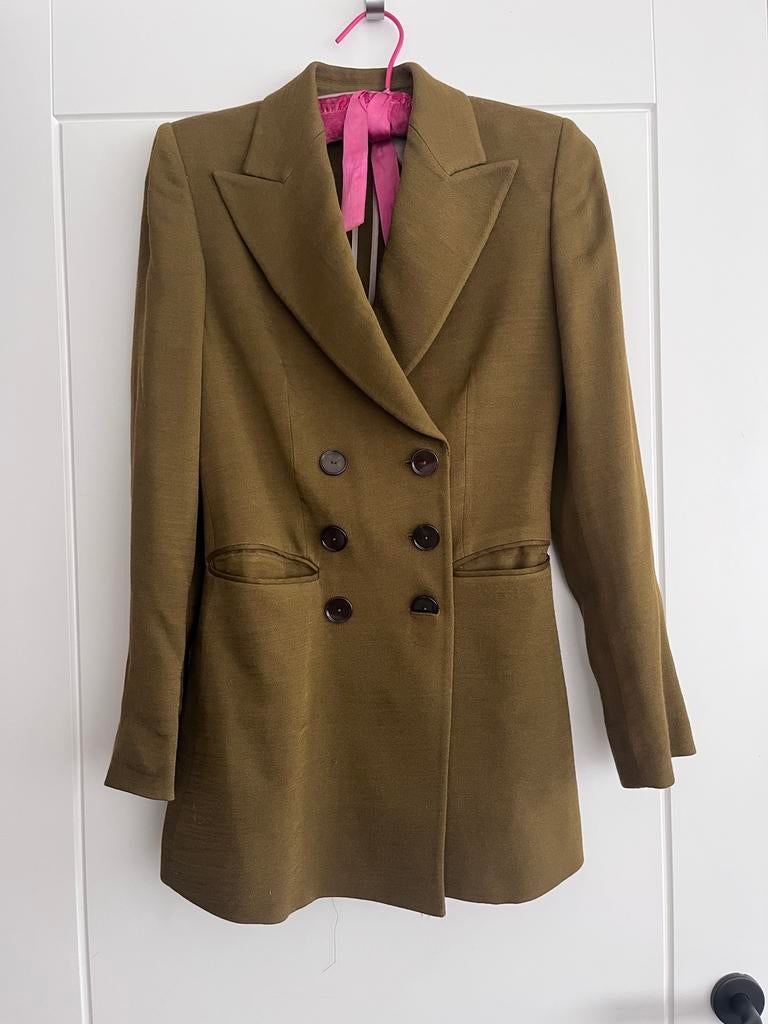 Massimo dutti olijfgroene blazer zomer maat S, Ophalen of Verzenden, Zo goed als nieuw, Jasje, Maat 36 (S)