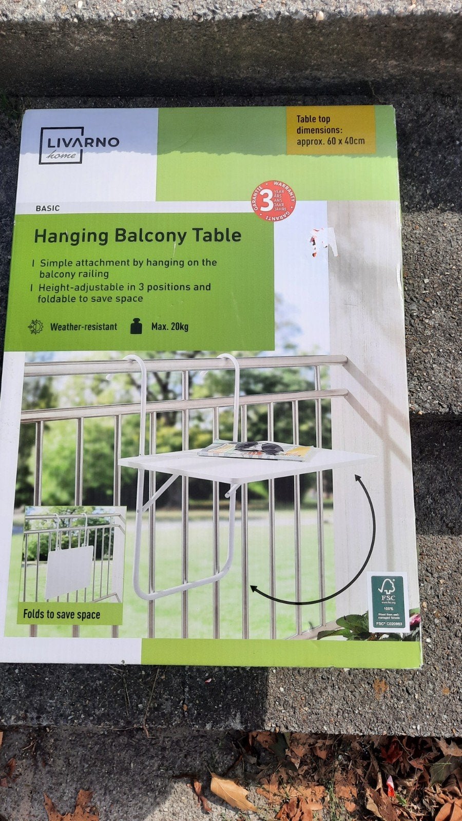 Opklapbaar wit balkon tafeltje, Tuin en Terras, Ophalen, Nieuw