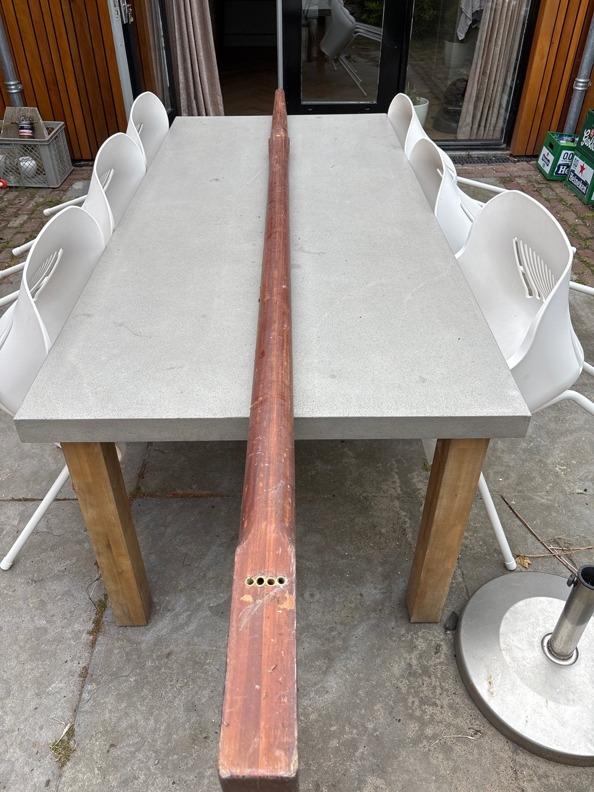Houten mast of giek 3 meter, 8x8 cm onderzijde, Ophalen, Gebruikt, Minder dan 15 m², 3 tot 6 meter
